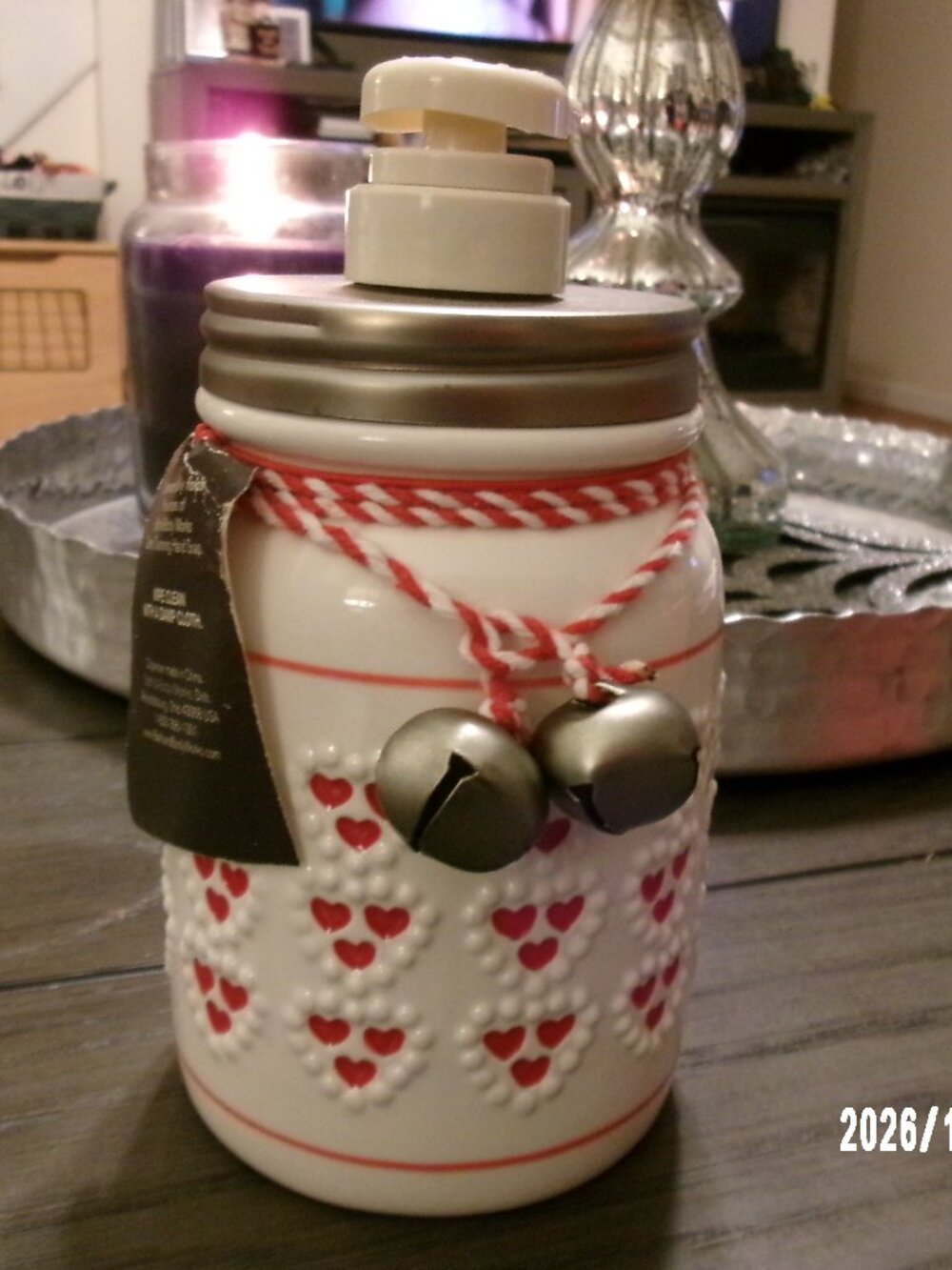 Bath & Body Works Mason Jar 16oz Deep Cleansing Soap Dispenser Pump Hearts Bells
